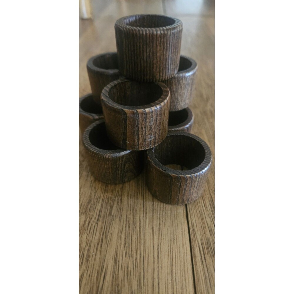 Vintage Wood MCM Napkin Rings 9
